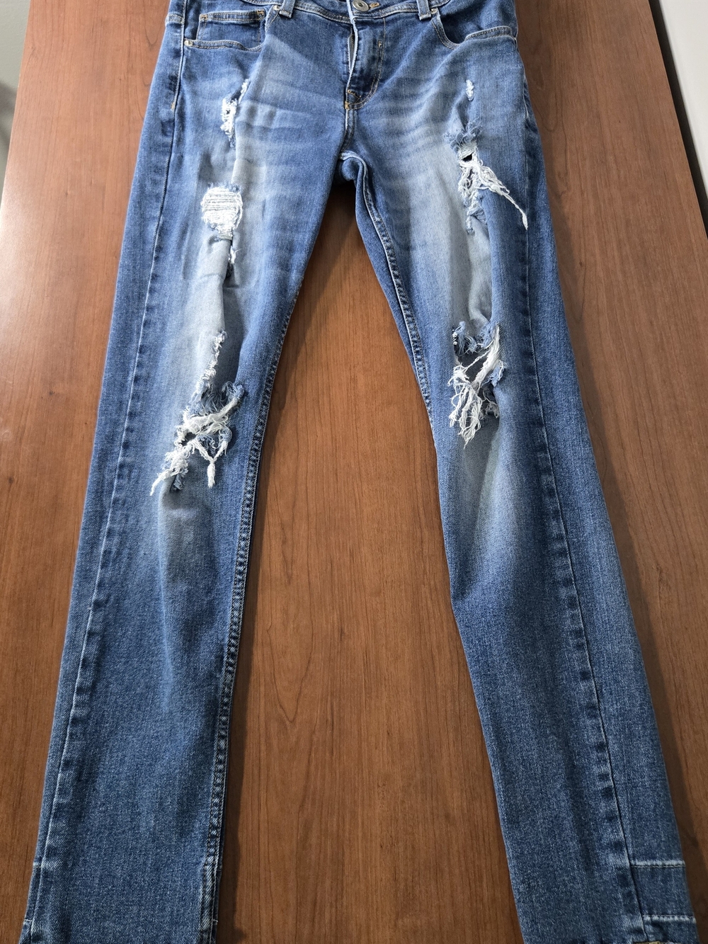 Men's Distressed Blue Jeans - Slim Fit